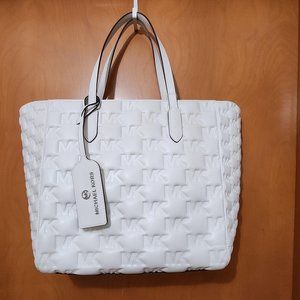 MICHAEL KORS Sinclair logo embossed faux-leather women's large tote bag